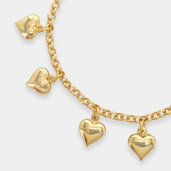 NEW 18K Gold Filled Puff Hearts Bracelet - Picture 2 of 3